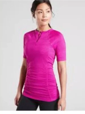 Athleta short sleeve zip top Shirt rash guard beach sun coverup UPF Pink XL - Image 1 of 4
