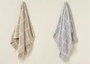 *WAS £120* 100% Merino Wool Check Throw Blanket - Bronte by Moon - Made in UK - Picture 1 of 6