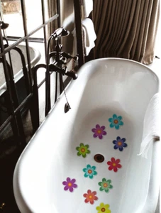 10pcs Anti-Slip Flower Stickers - Shower Bathtub Safety Decals - NEW - Picture 1 of 8