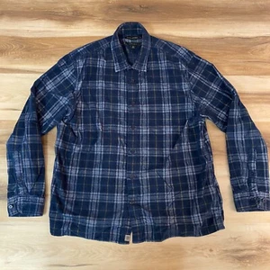 Banana Republic Shirt Mens XL Corduroy Untucked Slim Fit Blue Plaid Button Up - Picture 1 of 9