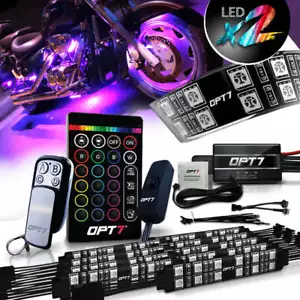 OPT7 Motorcycle LED Light Kit All-Color Underglow Neon Strip 10pc Double Cruise - Picture 1 of 8