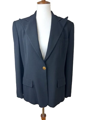 Vtg Ralph Lauren Sz 10 Womens One Button Blazer Jacket Worsted Wool/Rayon Blend - Image 1 of 4