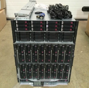 HP C7000 G2 16x HP BL460c G6 192-Cores 1024GB 1TB RAM 27.6TB 4Gbit SAN Solution - Picture 1 of 4