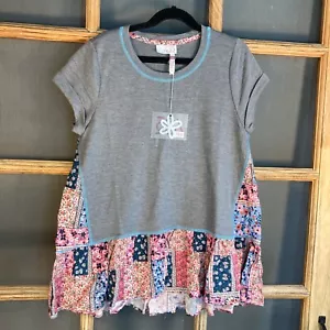 MATILDA JANE SIZE 12 Girls 435 Gray Patchwork Look Tunic Ruffles NWT - Picture 1 of 9