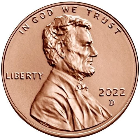 2022 D Denver Mint Lincoln Shield Penny BU Coin from Bank Roll 1 D- Coin Cover