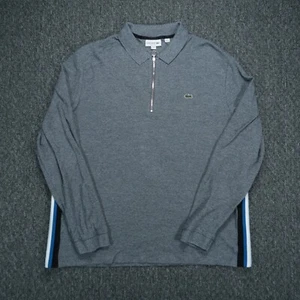 Lacoste Pullover Mens XXL Gray Performance Quarter Zip Striped 2XL - Picture 1 of 9