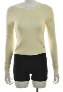 Hollister Womens Sweater Size L Ivory Solid Crew Neck Long Sleeve Cotton - Picture 1 of 5