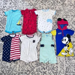 7 Piece Baby Boy Size 12-18M Summer Romper Bundle - Picture 1 of 8