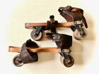 Antique Leather Roller Skates with Wood Wheels