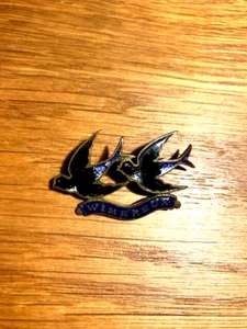 Vintage Wimereux Double Blue Bird Brooch - Picture 1 of 2
