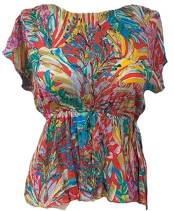 ANDREE by Unit helle Bluse mit tropischen Blumen Damengröße Medium - Bild 1 von 7