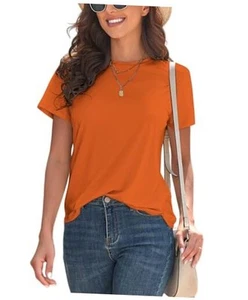 Basic T Shirts for Women UPF 50+ Short Sleeve Casual Summer Tops Trendy Solid - Picture 1 of 4