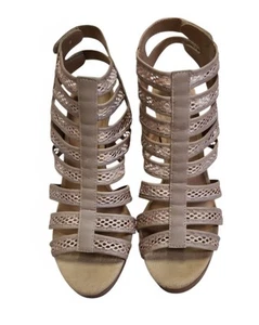 Charles By Charles David Camel Color Leather Layered Wood Heal and Sole Size 8.5 - Picture 1 of 11