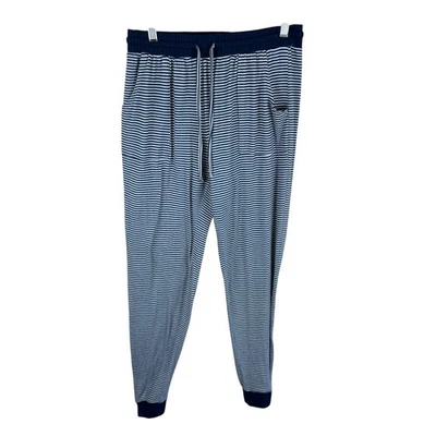 Pantalones de salón Born Blue White a rayas ligeros elásticos tejidos cónicos al tobillo XL Foto 1 de 4