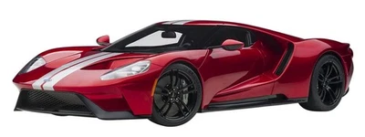 AUTOart 1/12 Ford Gt 2017 Metallico Rosso Argento Righe 12106 Automodello - Immagine 1 di 4