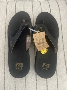 REEF Herren Fanning Flip Flop Flaschenöffner Schwarz/Braun Größe 14 Neu - Bild 1 von 3