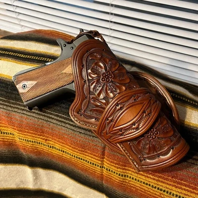 Nueva funda Tooled Western 1911 para funda única de cuero Sass Estados Unidos Foto 1 de 4