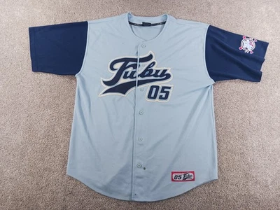 Fubu Sports XL Mens Short Sleeve Button Up Shirt Blue 05 Blue Embroidered - Image 1 of 4