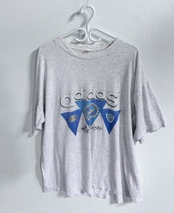 VINTAGE 80s ADIDAS LEAGUE TREFOIL T-SHIRT SINGLE STITCH SOFT GRAY - Size XL - Imagen 1 de 12