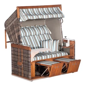 Sonnenpartner Strandkorb Präsident Teak 2-Sitzer XL Liegemodell cappuccino/taupe - Bild 1 von 3