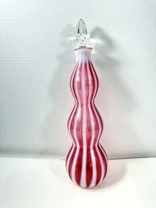 Fenton New World Rib Optic Cranberry Opalescent 12” Wine Decanter (Small Chip) - Picture 1 of 6