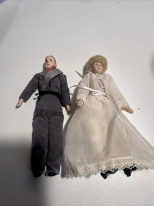 Antike deutsche Puppenstube Mann und Frau Puppe 20er Jahre Biskuit 5 1/2" alles original - Bild 1 von 12