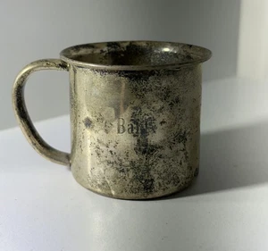 Vintage Handtuch Sterling .925 Silber Baby Tasse beschriftet BART 43g 1,5oz - Bild 1 von 6
