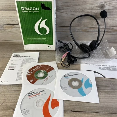 NUANCE DRAGON Speech Recognition Software DVD-ROM Version 13 w/HS-GEN-C HEADSET - Image 1 of 4