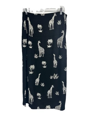 Maxi Falda Dressbarn Para Mujer Talla 14W Tirar de Doble Cara Aberturas Safari Jirafa Foto 1 de 4