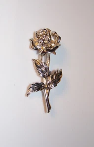 Vintage Brosche Anstecknadel Brosche Rose Silberfarben - Bild 1 von 6