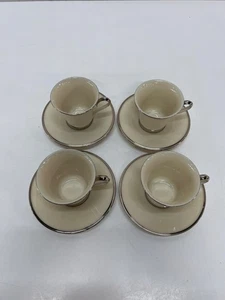 4 Sets Lenox Solitaire Platinum Cups and Saucers - Picture 1 of 12