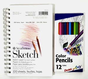 Strathmore 200 Series Sketch Paper 5.5x 8.5 in. 50 lb Fine/Pental Color Penc NEW - Picture 1 of 3