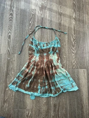 De Colección Tommy Hilfiger Tie Dye Babydoll Halter Top Talla S Y2K Boho Caprichoso Hippie Foto 1 de 4