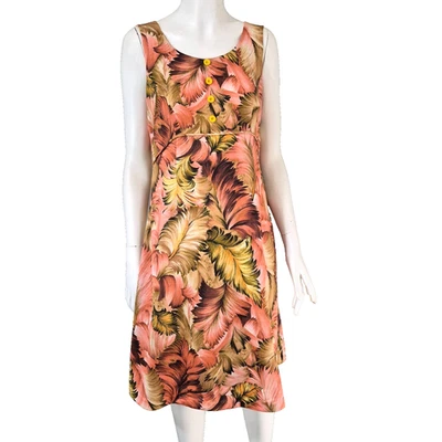 Vestido Vintage Años 70 Marrón Naranja Sin Mangas Groovy GoGo Hecho a Mano Talla 12 Foto 1 de 4