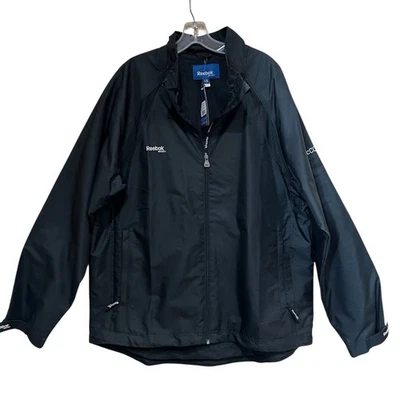 Reebok Windbreaker Jacket Mens L Black Softshell Ice Hockey Team Fan Athletic  - Image 1 of 4