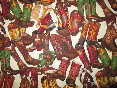 BOTAS VAQUERAS VAQUERAS OCCIDENTALES BOTAS DE LUJO TELA DE ALGODÓN CREMA FQ Foto 1 de 4