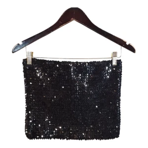 NWT Forever 21 Black Sequin Strapless Bandeau Knit Crop Top Party Women's 2X - Picture 1 of 5