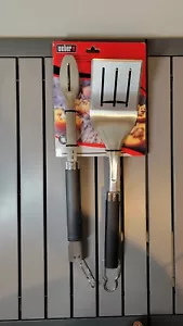 Weber Precision Tongs & Spatula Grilling BBQ Tool Set - Stainless Steel - Picture 1 of 3