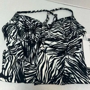 Athleta NWT Palms Kaimana Tankini Frond Black & White size 32D/DD - Picture 1 of 7