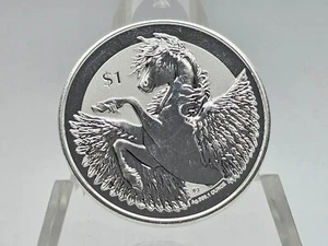 2018 1oz .999 Fine Silver British Virgin Islands Reverse Proof Pegasus Round #1 - Picture 1 of 2