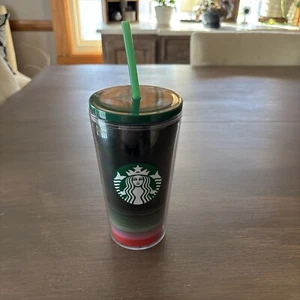 STARBUCKS MULTI COLOR SWIRL 16 OZ COLD CUP TUMBLER WITH STRAW, LID NEVER USED - Picture 1 of 13
