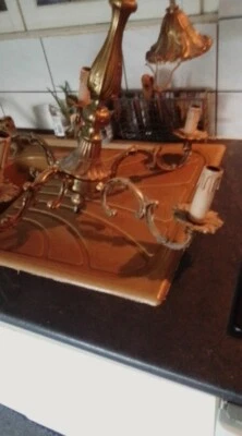 Ancien Lustre en bronze  4 branches  - Photo 1/4