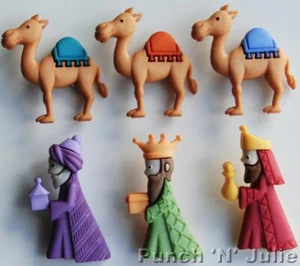 Buttons WE THREE KINGS Christmas Nativity Wise Men Baby Jesus Camel Dress It Up - Picture 1 of 3