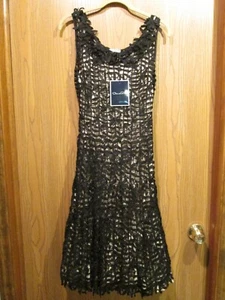 Oscar de la Renta Black Silk Mesh Sleeveless Dress Size S NEW - Picture 1 of 9