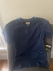 Wonder Wink Women’s Medical Scrub Top Chest Pocket S/S Navy Blue Size XS NWT - Picture 1 of 10