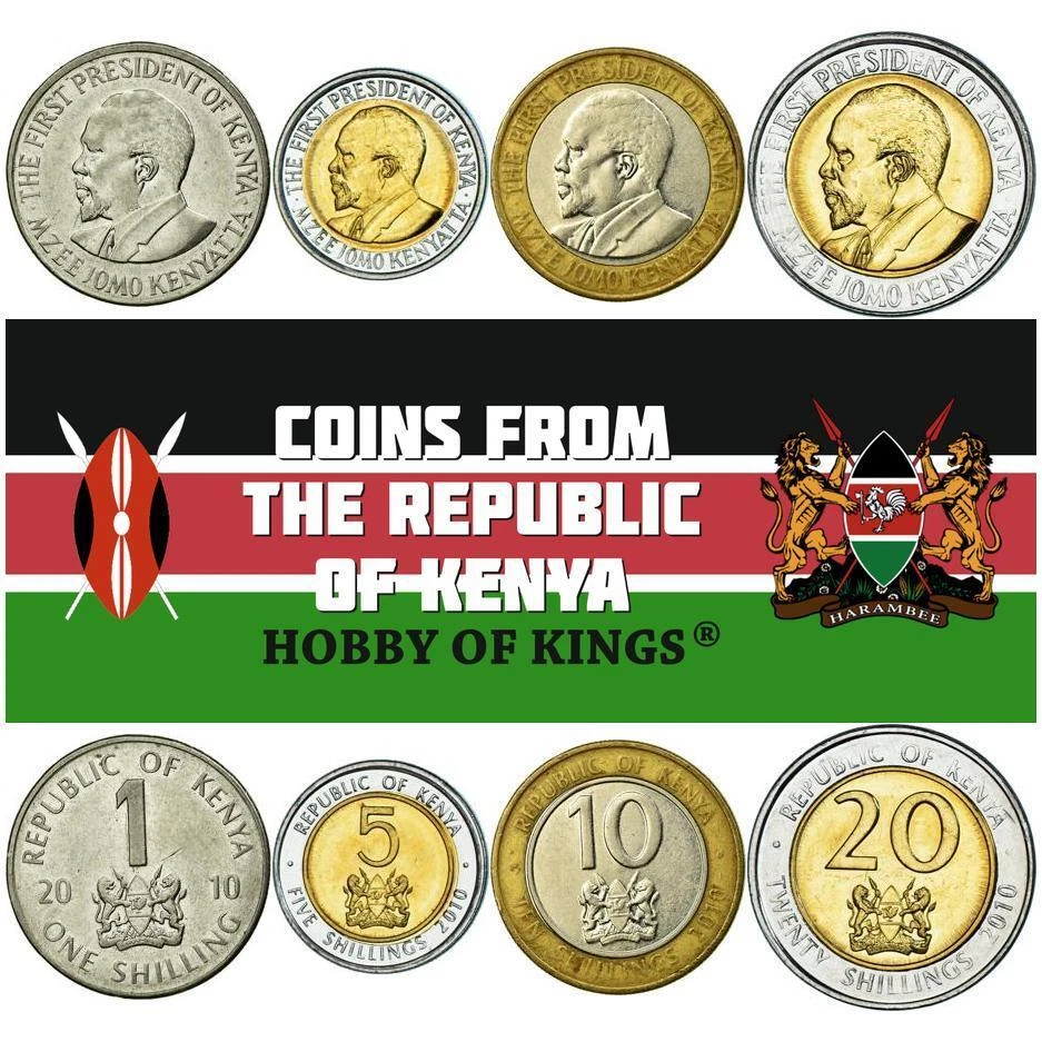 Kenya | 4 Coin Set | 1 5 10 20 Shillings | Tribal Shield | 2010 - Image 1 of 1