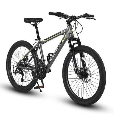 24" Youth Mountain Bike, Shimano 21-Speed Steel Frame MTB with Dual Disc Brakes  - Image 1 of 4