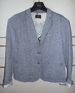 SILVER CREEK Blazer kurz Jacke Leinen/Baumwolle blau weiß Melange M  - Bild 1 von 4