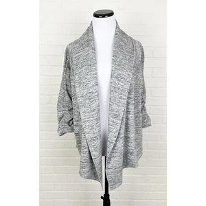 Cárdigan Athleta Frente Abierto Suéter Bolsillos Mangas Acanaladas Gris Jaspeado XS - Imagen 1 de 7