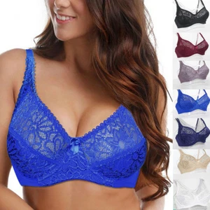 Plus Size Womens Bras 10-22 B C D DD E F Underwired Lace Underwear SEXY Lingerie - Picture 1 of 22